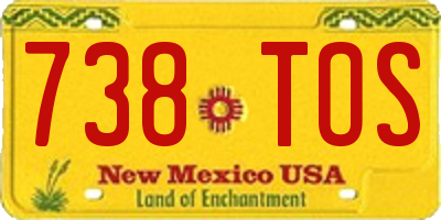 NM license plate 738TOS