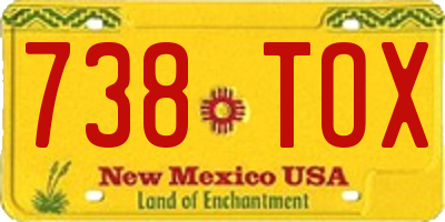 NM license plate 738TOX