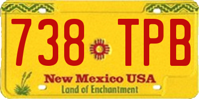NM license plate 738TPB