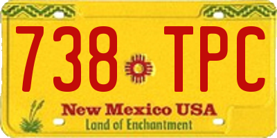 NM license plate 738TPC