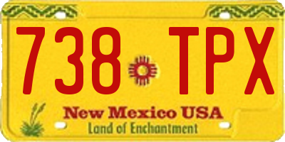 NM license plate 738TPX
