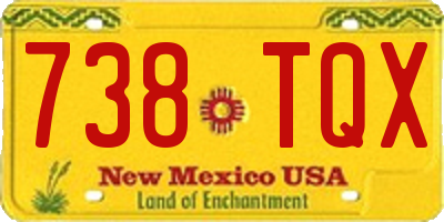 NM license plate 738TQX