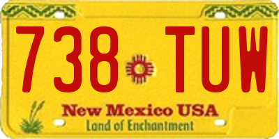NM license plate 738TUW