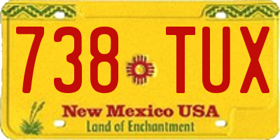 NM license plate 738TUX