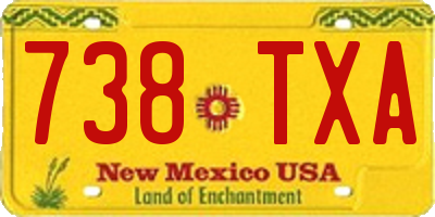 NM license plate 738TXA
