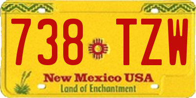 NM license plate 738TZW