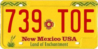 NM license plate 739TOE