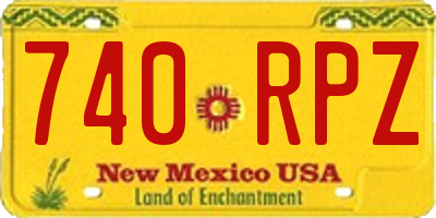 NM license plate 740RPZ