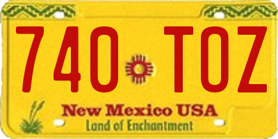 NM license plate 740TOZ
