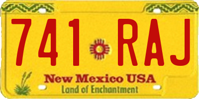 NM license plate 741RAJ