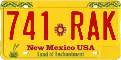 NM license plate 741RAK