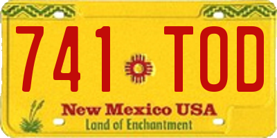 NM license plate 741TOD