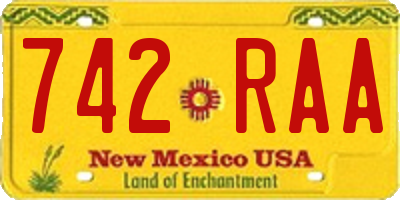 NM license plate 742RAA