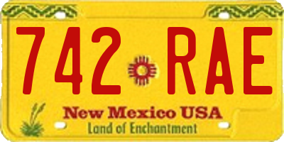 NM license plate 742RAE