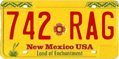 NM license plate 742RAG