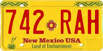 NM license plate 742RAH