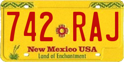 NM license plate 742RAJ