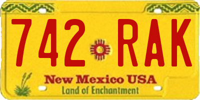 NM license plate 742RAK