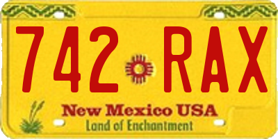 NM license plate 742RAX