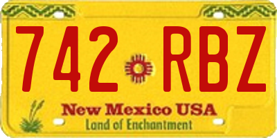 NM license plate 742RBZ
