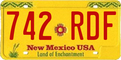 NM license plate 742RDF