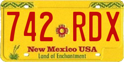 NM license plate 742RDX