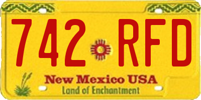 NM license plate 742RFD