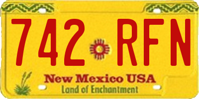 NM license plate 742RFN