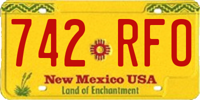 NM license plate 742RFO
