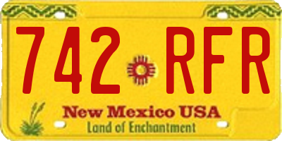 NM license plate 742RFR