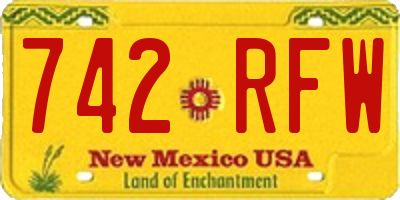 NM license plate 742RFW
