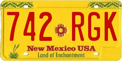 NM license plate 742RGK