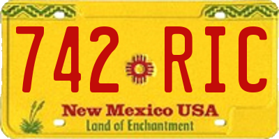 NM license plate 742RIC