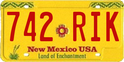 NM license plate 742RIK