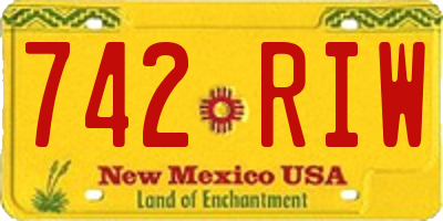 NM license plate 742RIW