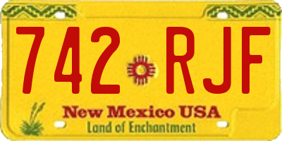 NM license plate 742RJF