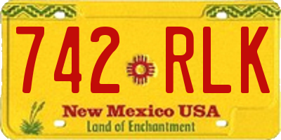 NM license plate 742RLK