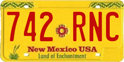 NM license plate 742RNC