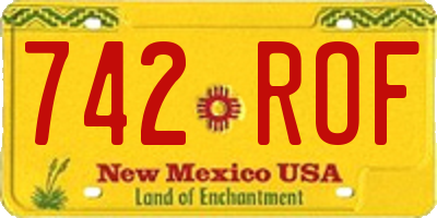 NM license plate 742ROF