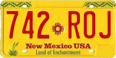 NM license plate 742ROJ