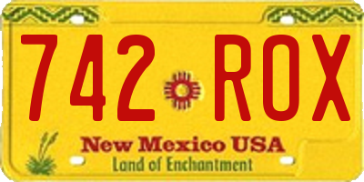 NM license plate 742ROX