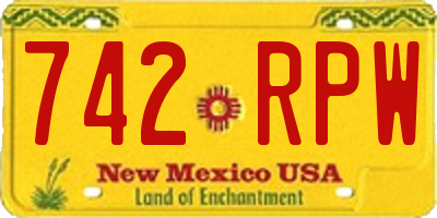 NM license plate 742RPW