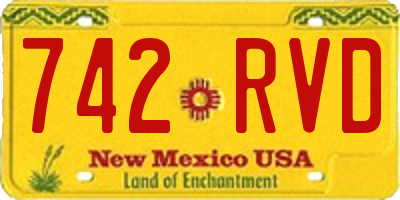 NM license plate 742RVD