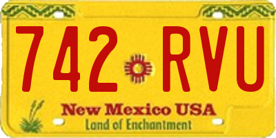 NM license plate 742RVU