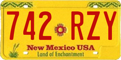 NM license plate 742RZY