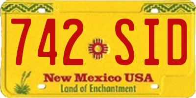 NM license plate 742SID