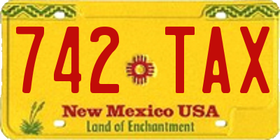 NM license plate 742TAX