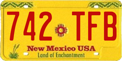 NM license plate 742TFB