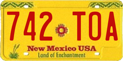 NM license plate 742TOA
