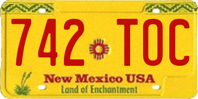 NM license plate 742TOC
